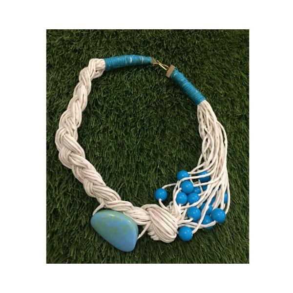 Leather string with pearl neckpiece